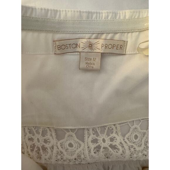 Boston Proper White Poplin Lace Strapless Maxi Dress Size 10 - Picture 6 of 11